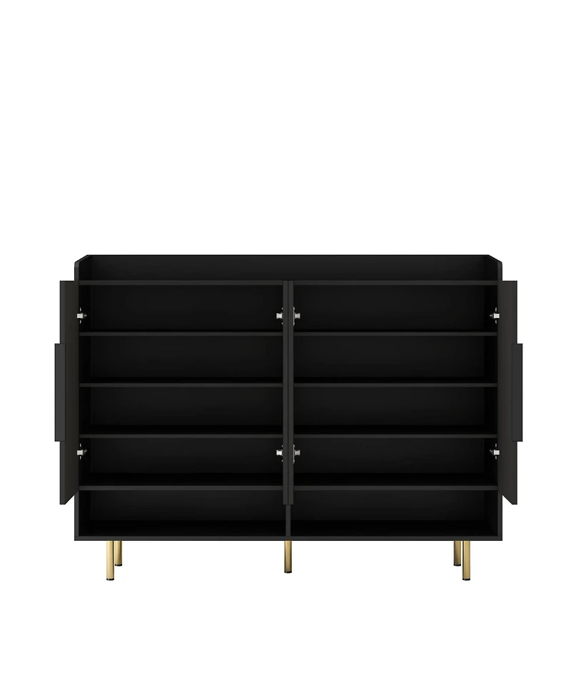 Streamdale Furniture Streamdale Black Sideboard Shoe Cabinet with Adjustable Shelves