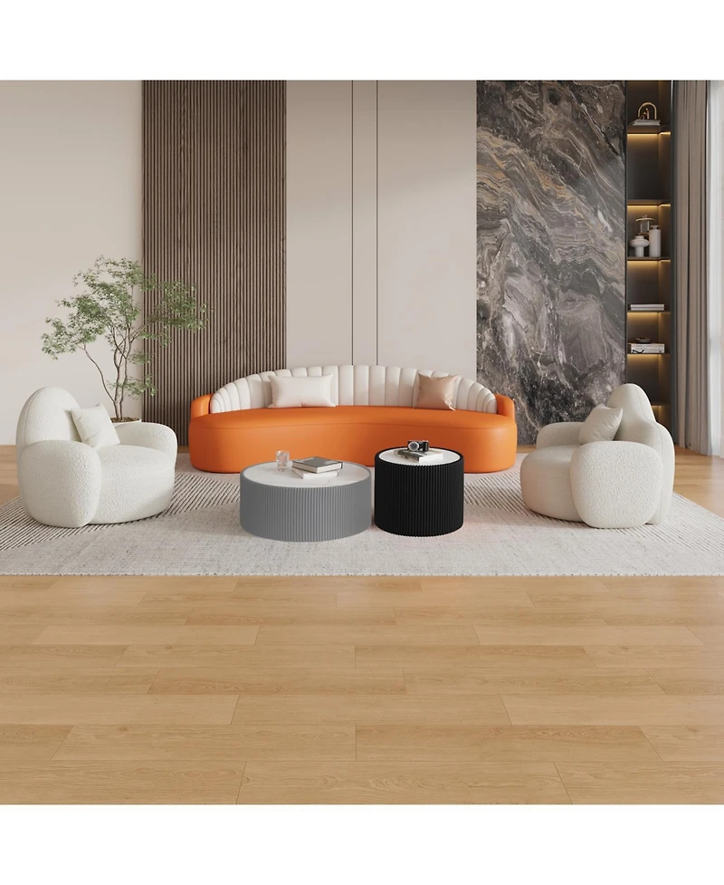 Streamdale Furniture Light Marble Top Leather End Table