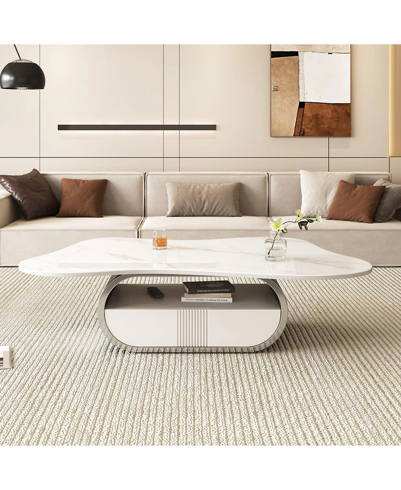 Streamdale Furniture Butterfly Coffee Table - Sintered Stone Top, Storage & Drawer