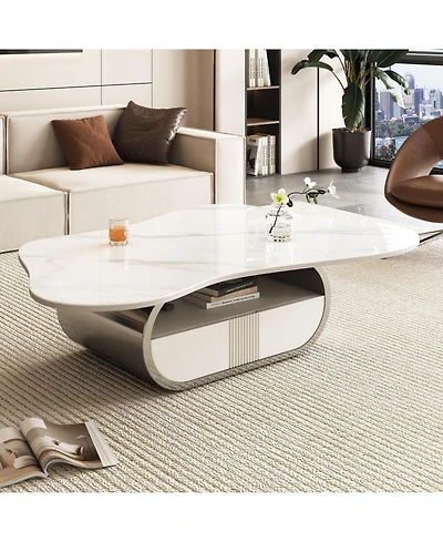 Streamdale Furniture Butterfly Coffee Table - Sintered Stone Top, Storage & Drawer