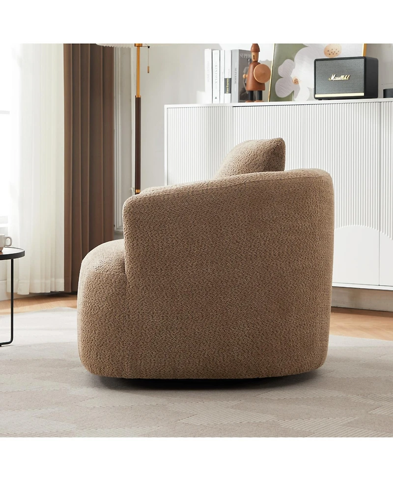 Streamdale Furniture 360° Swivel Accent Chair Sofa with Throw Pillow, Light Gray