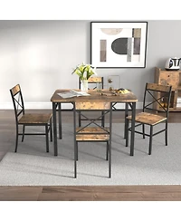 Streamdale Furniture Rustic Brown Dining Table Set for 4