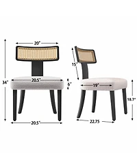 Streamdale Furniture Mid Century Rattan Dining Chairs - Set of 2 Black/Beige