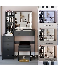 Streamdale Furniture 37" Led Mirror Vanity Table with Stool