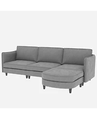 Streamdale Furniture Streamdale 107.8" 3 Seater L-Shaped Sofa Couch with Ottoman & Pockets
