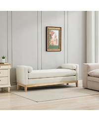 Streamdale Furniture + 1 Pc. + Ivory Boucle + Elegant Upholstered + Bench/Daybed