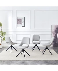 Streamdale Furniture Set of 4, Light Leather, Gold Mesh Swivel Dining Chairs