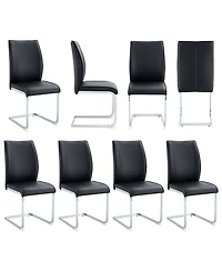 Streamdale Furniture Arch Dining Chairs - Black Pu, Silver Legs (Set of 8)
