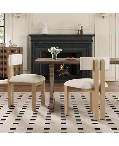 Streamdale Furniture Upholstered Armless Dining Chairs With Metal Legs (Set of 2),Beige