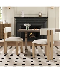 Streamdale Furniture Upholstered Armless Dining Chairs With Metal Legs (Set of 2),Beige