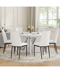 Streamdale Furniture 7-Piece Dining Set 42" Round Table & 6 Upholstered Chairs