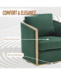 Streamdale Furniture Corduroy Swivel Barrel Chair for Living Room (Emerald