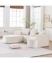 Streamdale Furniture Modular Sectional Sofa L-Shape Chaise Beige Corduroy