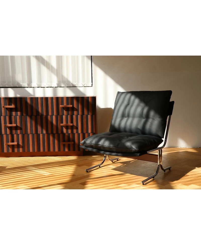 Streamdale Furniture Leather Chair with Metal Legs (Black)
