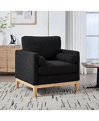 Streamdale Furniture 35.4" Wide Modern Farmhouse Accent Chair - Black Boucle