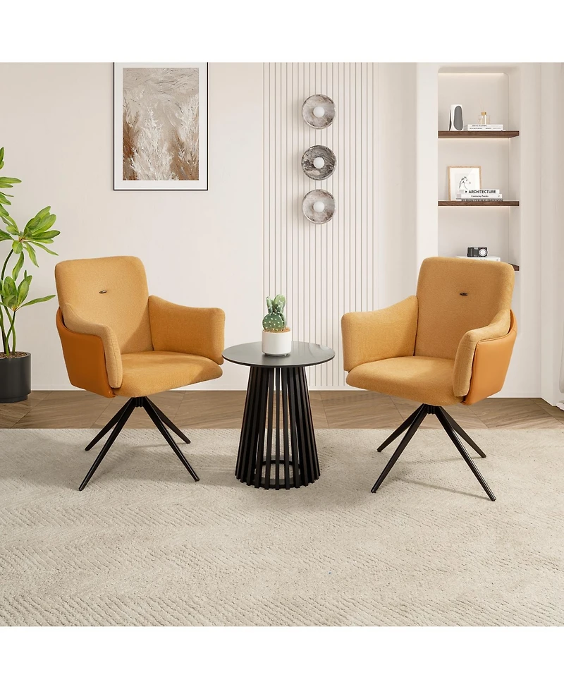 Streamdale Furniture Swivel Upholstered Dining/Desk Chairs (Set of 2 Orange)