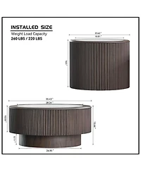 Streamdale Furniture Marble Pattern Coffee Table Set - Round End Tables, Dark Brown