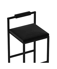 Streamdale Furniture Velvet Bar Stools Set of 2 - Counter Height Kitchen Chairs (Black