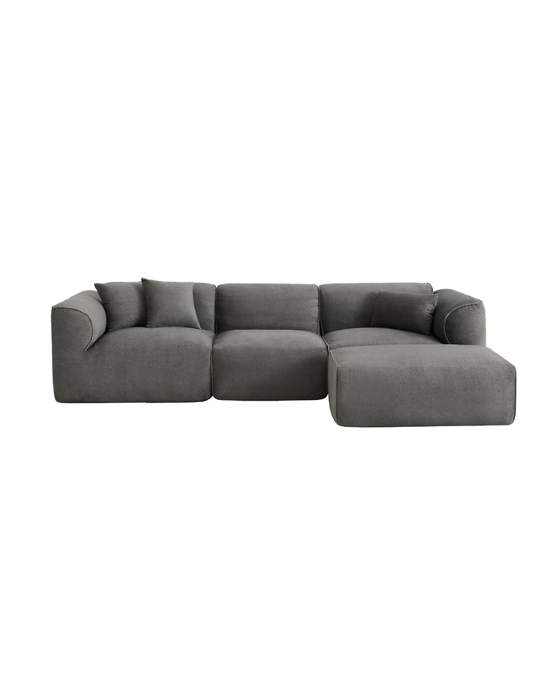 Streamdale Furniture Luxury Velvet 4-Seater Sofa with Footstool & Throw Pillows