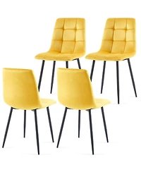 Streamdale Furniture Mid Century Modern Yellow Velvet Dining Chairs Set Of 2 For Kitchen, Living Room