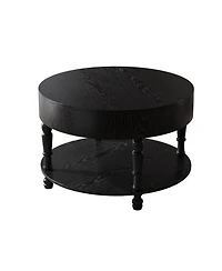 Streamdale Furniture Modern Round Coffee Table with Storage - Black
