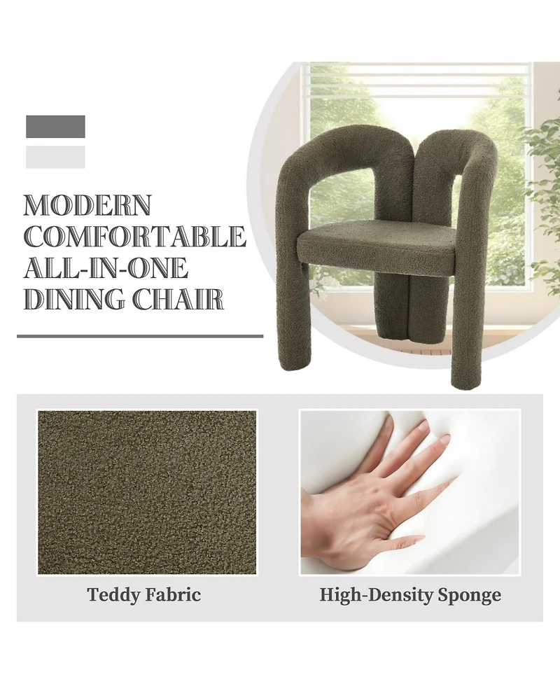 Streamdale Furniture Velvet Accent/Dining Chair Set of 2 (Olive Teddy)