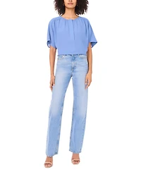 Vince Camuto Women's Front Shirring Crewneck Blouse