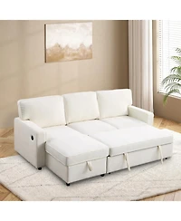 Streamdale Furniture Streamdale Storage Sleeper Sectional with Usb & Cup Holders