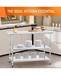 Streamdale Furniture Stainless Steel Prep Table 24"x60" w/ Adjustable Shelves