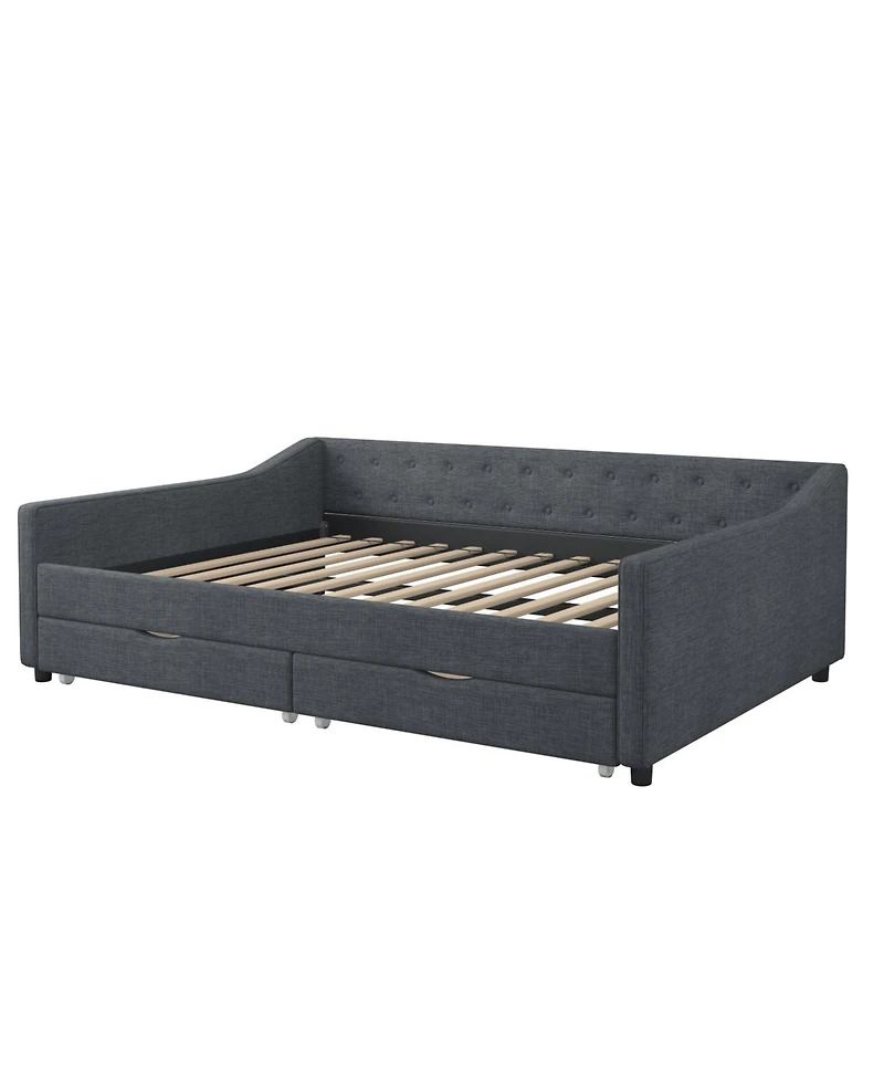 Streamdale Furniture Upholstered Daybed with Drawers & Tufted Back