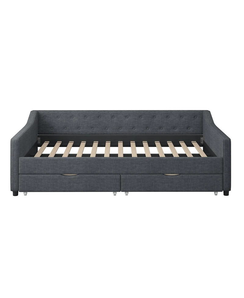 Streamdale Furniture Upholstered Daybed with Drawers & Tufted Back