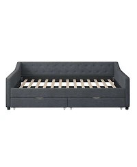 Streamdale Furniture Upholstered Daybed with Drawers & Tufted Back