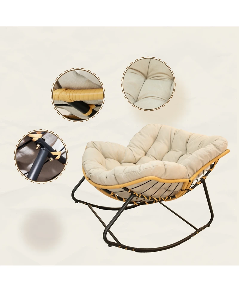 Streamdale Furniture Outdoor/Indoor Rocking Papasan Chair - Beige