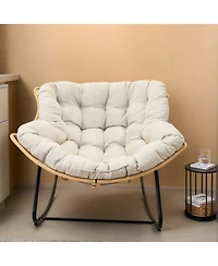 Streamdale Furniture Outdoor/Indoor Rocking Papasan Chair - Beige