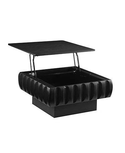 Streamdale Furniture Square Lift-Top Coffee Table with Solid Wood Frame and Hidden Storage