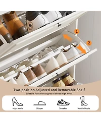 Streamdale Furniture Narrow Shoe Cabinet with 3 Flip Drawers