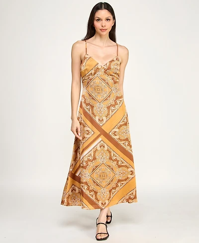 Row A Juniors' Sleeveless V-Neck Midi Dress