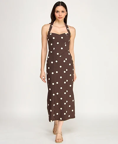 Row A Women's Sweetheart Halter Neck Slim Midi Dress