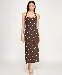 Row A Women's Sweetheart Halter Neck Slim Midi Dress