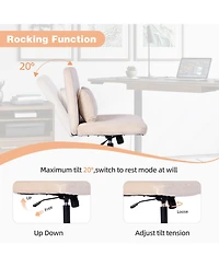 Streamdale Furniture Velvet Criss Cross Armless Office Chair with Wheels