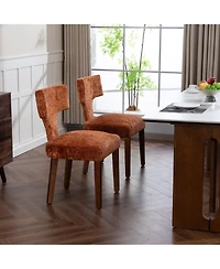 Streamdale Furniture Mid Century Modern Dining Chairs (Set of 2), Orange Linen Fabric