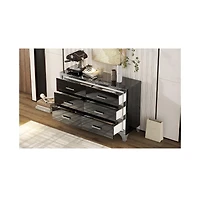 Streamdale Furniture Elegant High Gloss Dresser with Metal Handle, Mirrored Storage Cabinet 6 Drawers