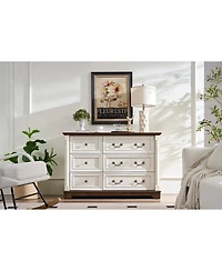 Streamdale Furniture Farmhouse 6-Drawer Wooden Chest Rustic Storage Dresser