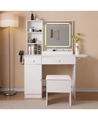 Streamdale Furniture Vanity Desk with Lighted Mirror and Storage, Adjustable Lighting, 3 Drawers, Cabinet
