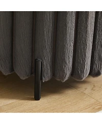 Streamdale Furniture Upholstered Round Pouf Ottoman with Metal Legs - Charcoal