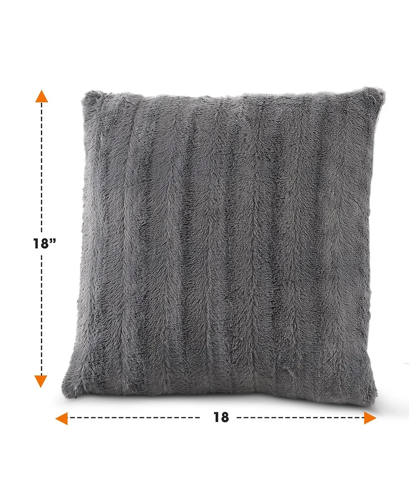 Cheer Collection Faux-Fur 2-Pack Decorative Pillows