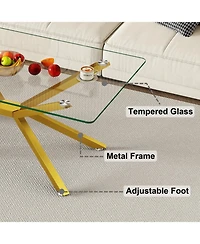 Streamdale Furniture Clear Glass Coffee Table with Gold Legs