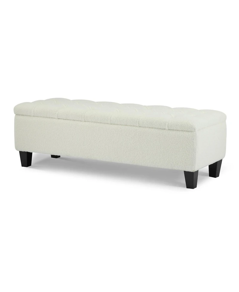 Streamdale Furniture Streamdale Beige Boucle Ottoman Bench with Storage - 300 lbs Capacity