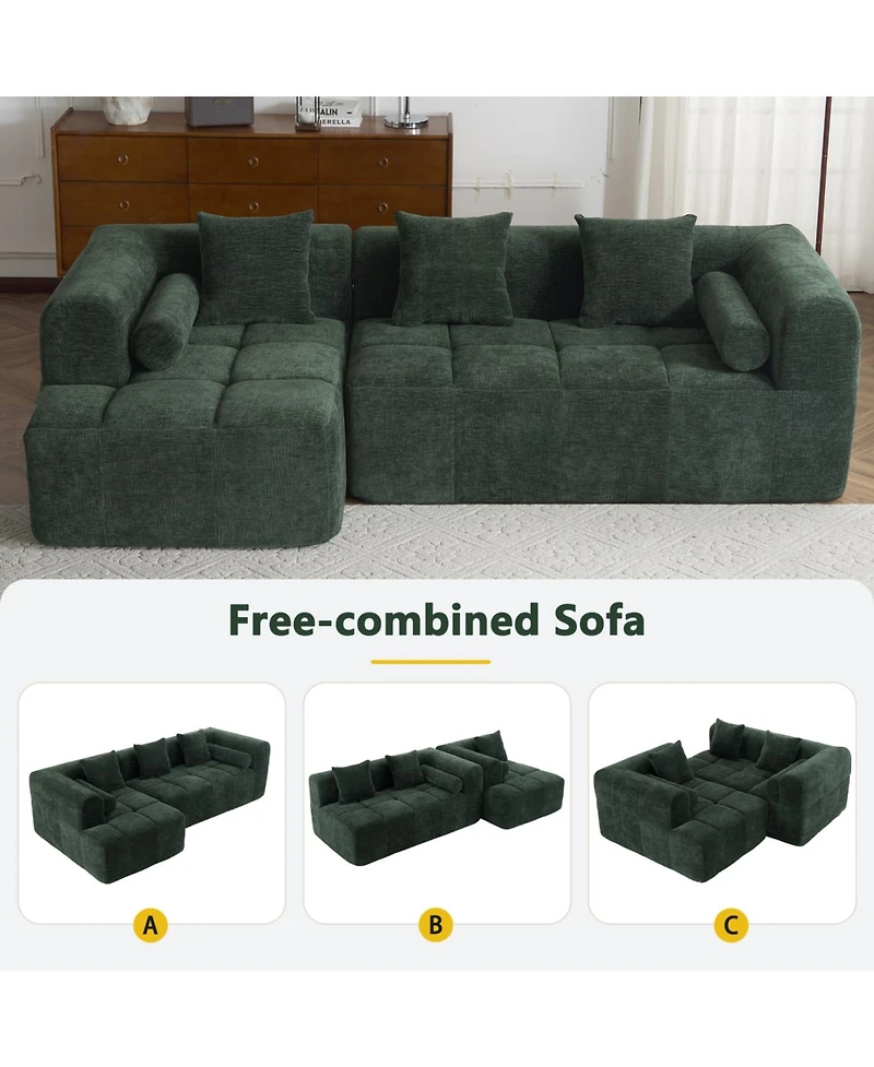 Streamdale Furniture 101" Sectional Sofa Modular Couch Deep Seating & Pockets