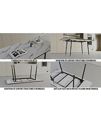 Streamdale Furniture Streamdale Extendable White Dining Table & Brown Suede Chair Set (4-Piece